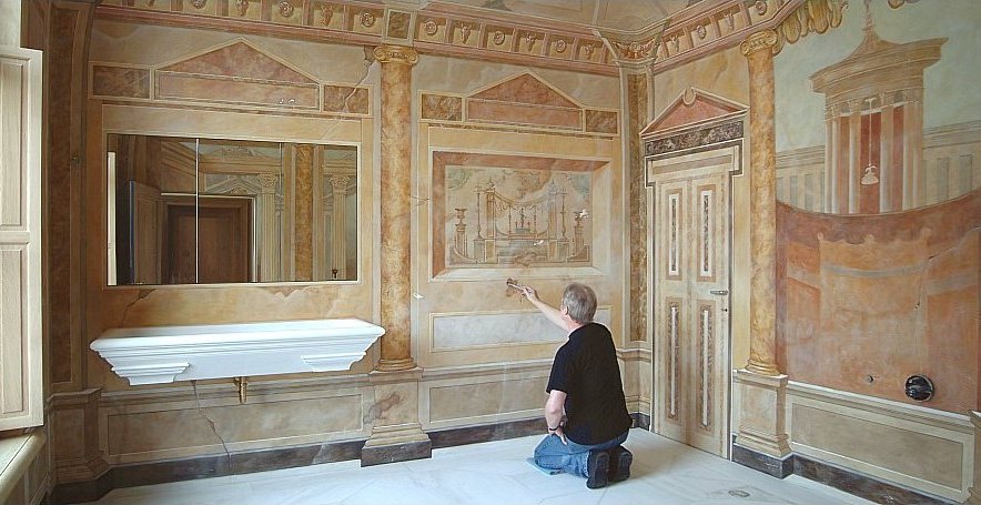Muurschildering in Pompeii-stijl